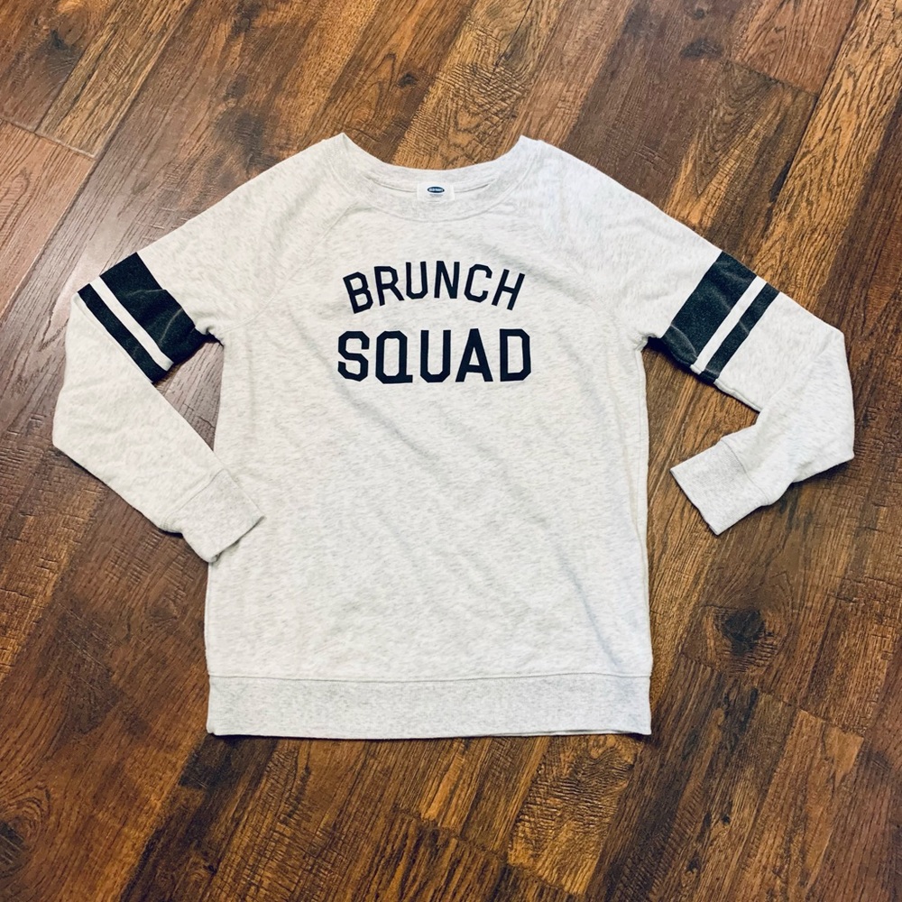 Ladies Brunch Squad Crewneck Sweatshirt by Old Navy! Grey with Navy Blue Sz. XS